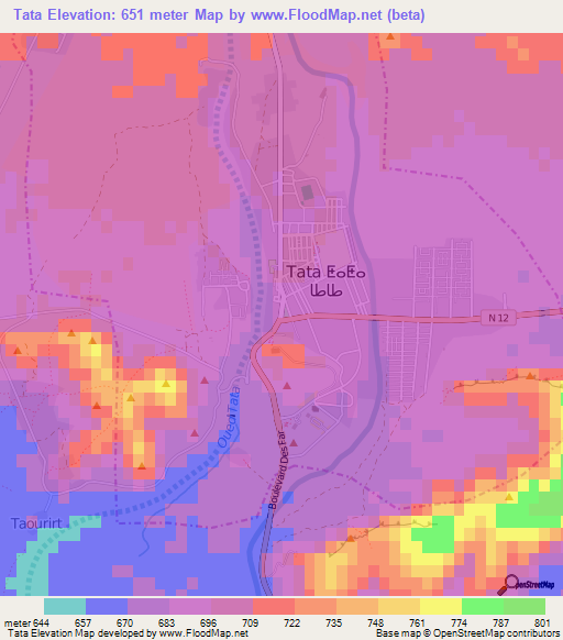 Tata,Morocco Elevation Map