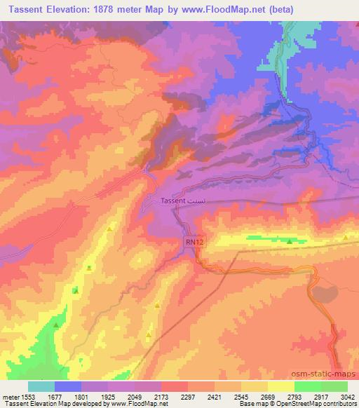 Tassent,Morocco Elevation Map