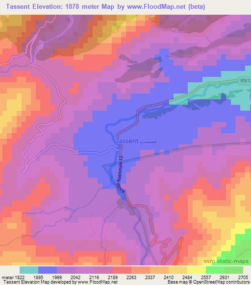 Tassent,Morocco Elevation Map