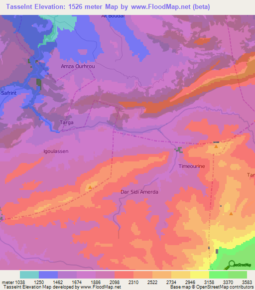 Tasselnt,Morocco Elevation Map