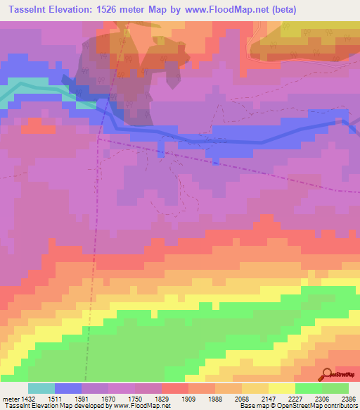 Tasselnt,Morocco Elevation Map