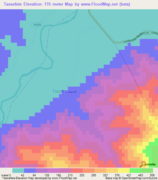 Tassefete,Morocco Elevation Map