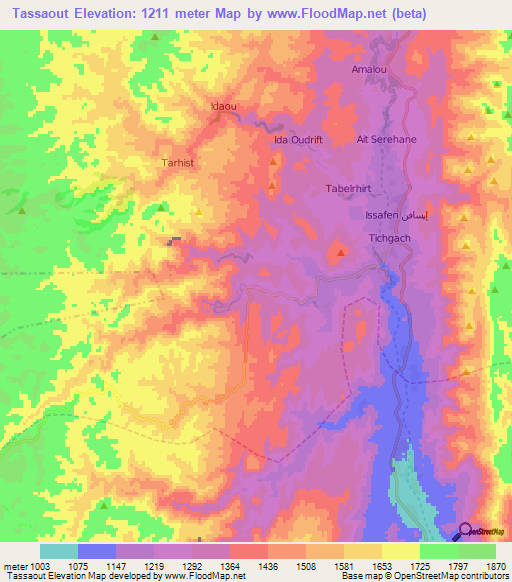 Tassaout,Morocco Elevation Map