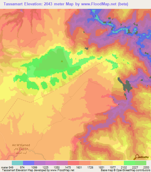 Tassamart,Morocco Elevation Map