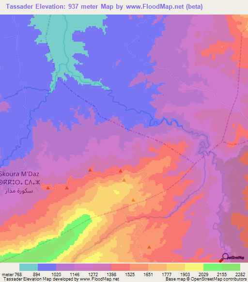 Tassader,Morocco Elevation Map