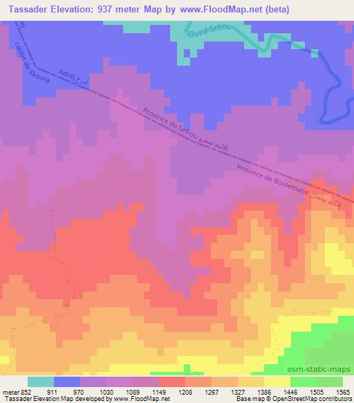 Tassader,Morocco Elevation Map