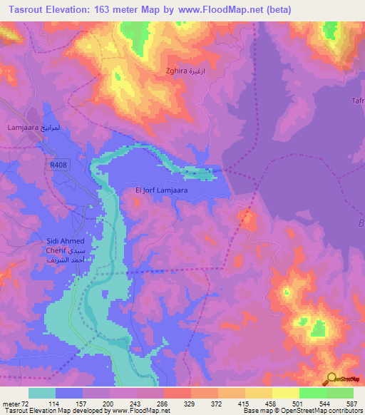 Tasrout,Morocco Elevation Map