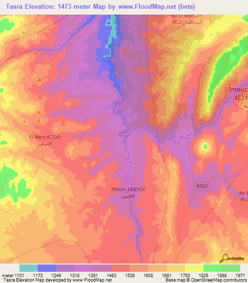 Tasra,Morocco Elevation Map