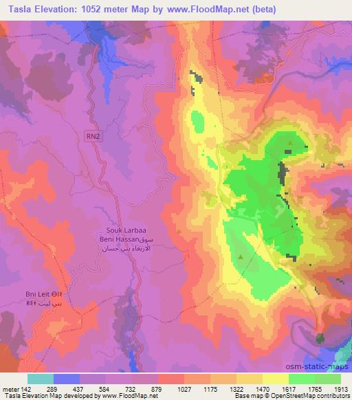 Tasla,Morocco Elevation Map