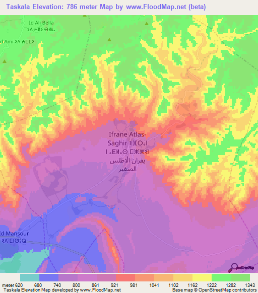 Taskala,Morocco Elevation Map