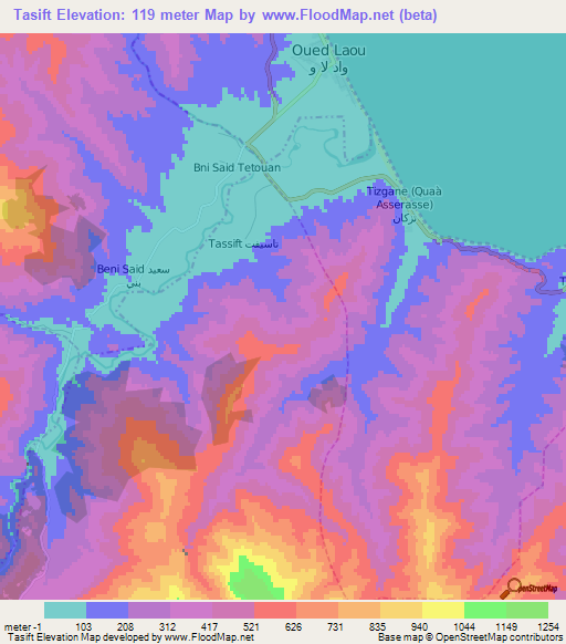 Tasift,Morocco Elevation Map