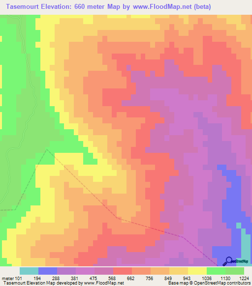 Tasemourt,Morocco Elevation Map