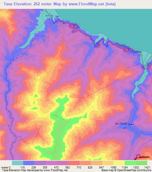 Tasa,Morocco Elevation Map