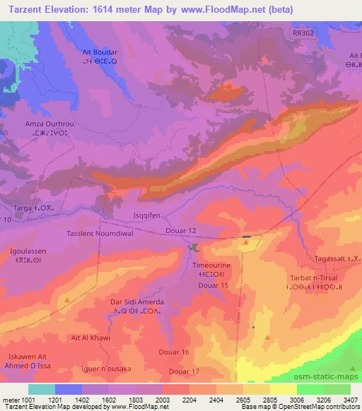 Tarzent,Morocco Elevation Map