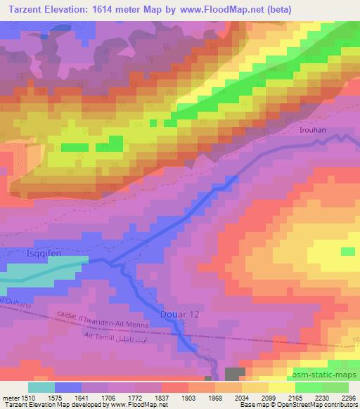 Tarzent,Morocco Elevation Map