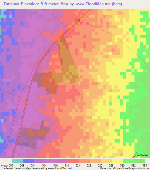 Tartemat,Morocco Elevation Map