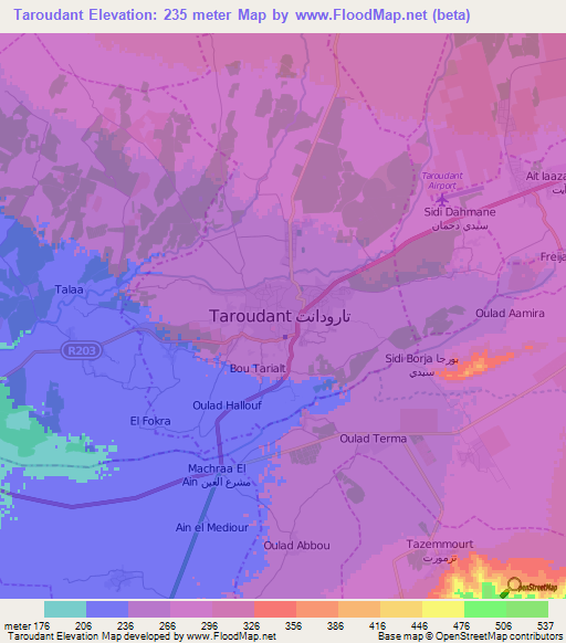 Taroudant,Morocco Elevation Map