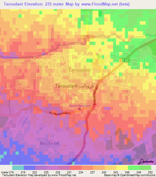 Taroudant,Morocco Elevation Map