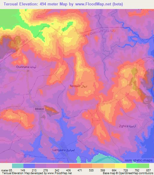 Teroual,Morocco Elevation Map