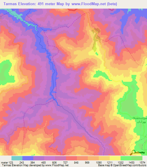 Tarmas,Morocco Elevation Map