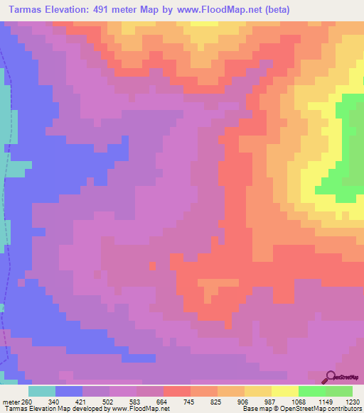 Tarmas,Morocco Elevation Map