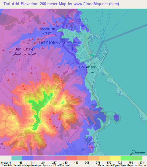 Tari Arbi,Morocco Elevation Map