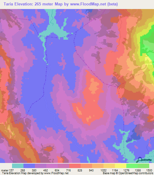 Taria,Morocco Elevation Map