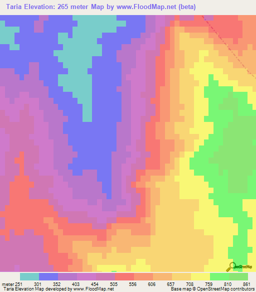 Taria,Morocco Elevation Map