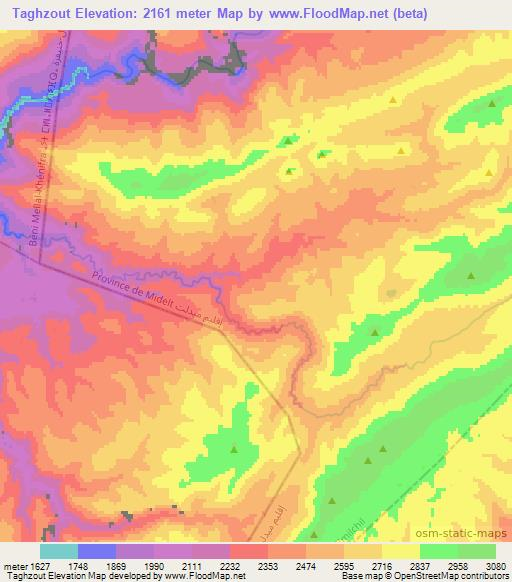 Taghzout,Morocco Elevation Map