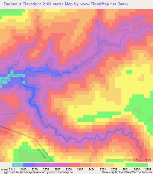 Taghzout,Morocco Elevation Map