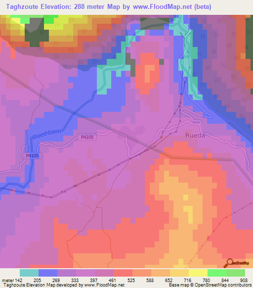 Taghzoute,Morocco Elevation Map