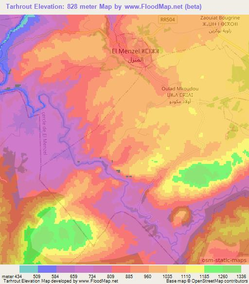 Tarhrout,Morocco Elevation Map