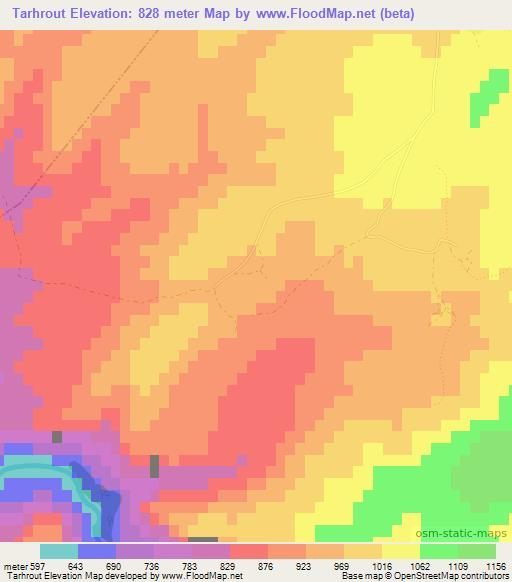 Tarhrout,Morocco Elevation Map