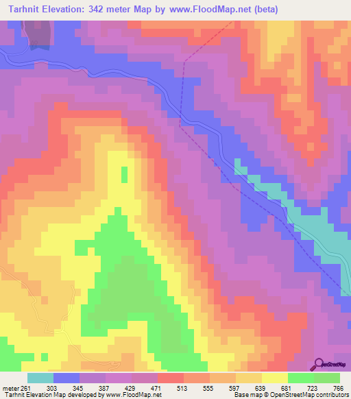 Tarhnit,Morocco Elevation Map