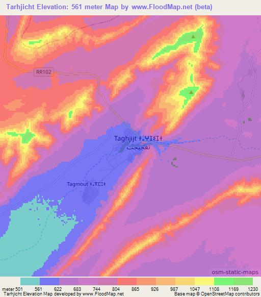 Tarhjicht,Morocco Elevation Map