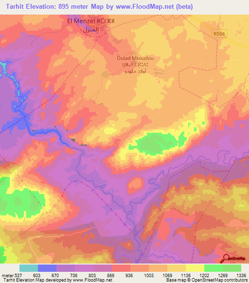 Tarhit,Morocco Elevation Map