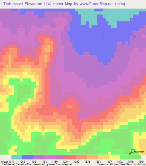 Tarhilasset,Morocco Elevation Map