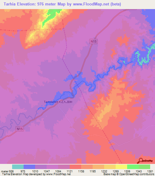 Tarhia,Morocco Elevation Map