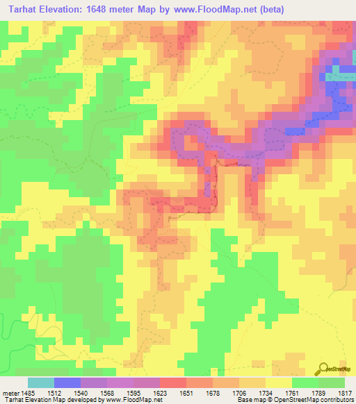 Tarhat,Morocco Elevation Map