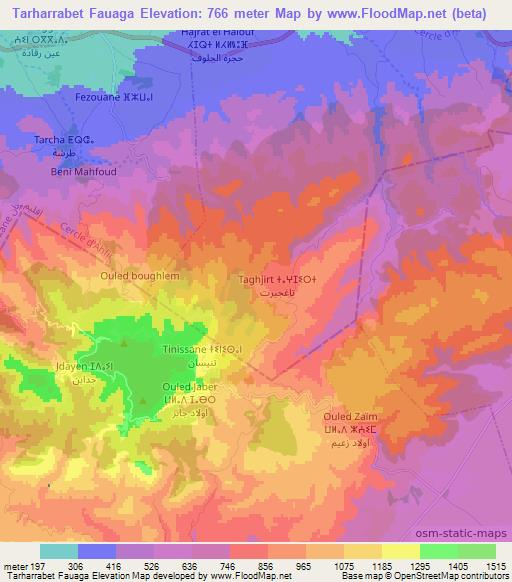 Tarharrabet Fauaga,Morocco Elevation Map