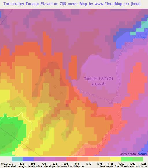 Tarharrabet Fauaga,Morocco Elevation Map