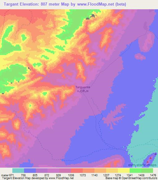 Targant,Morocco Elevation Map