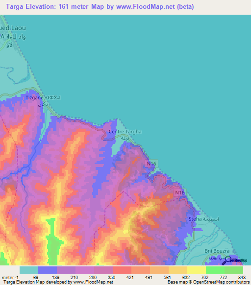 Targa,Morocco Elevation Map