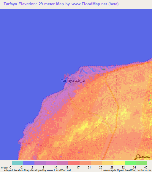 Tarfaya,Morocco Elevation Map