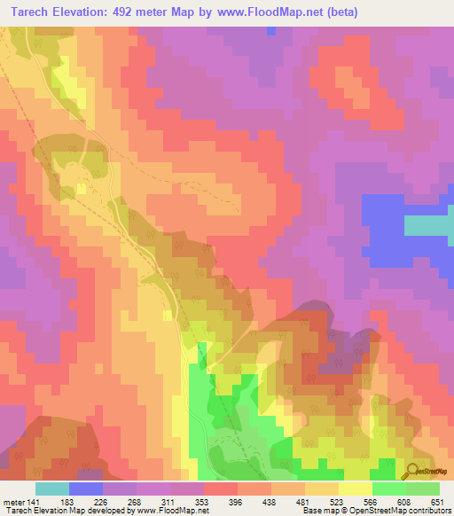 Tarech,Morocco Elevation Map