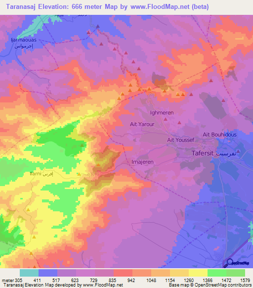 Taranasaj,Morocco Elevation Map