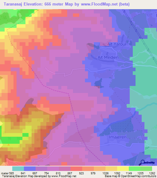 Taranasaj,Morocco Elevation Map