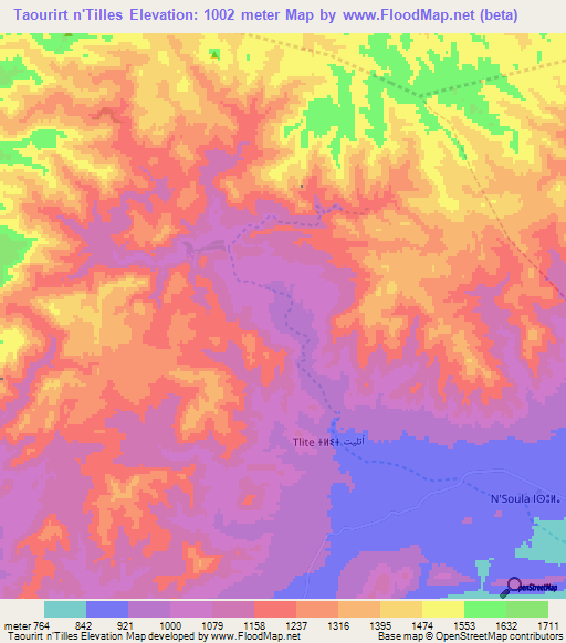 Taourirt n'Tilles,Morocco Elevation Map