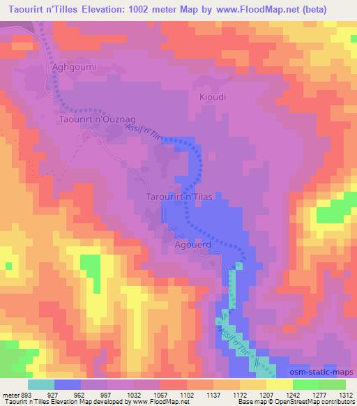 Taourirt n'Tilles,Morocco Elevation Map