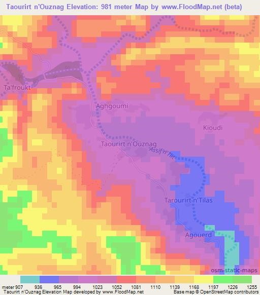 Taourirt n'Ouznag,Morocco Elevation Map